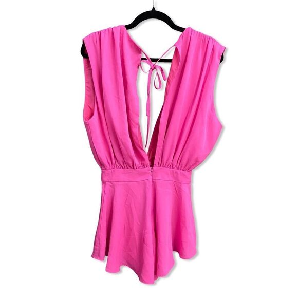 More To Come Kimberly Romper Hot Pink Sleeveless Jumpsuit Revolve NWT S - Picture 6 of 8